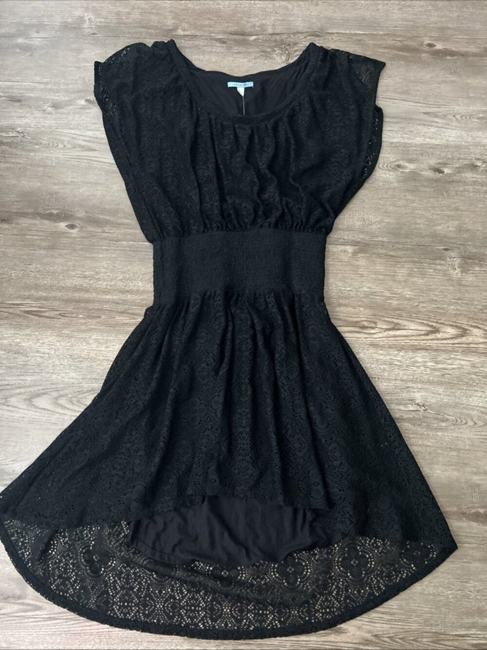 Leifnotes Anthropologie Lace Smock Waist Dress Cap Sleeve  Womens‎ Xsmall New